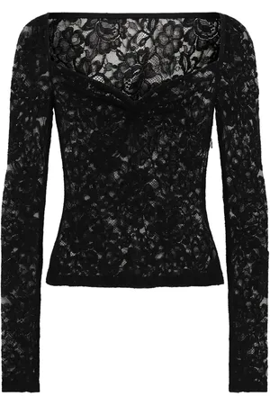 Dolce & Gabbana Floral-lace sweetheart-neck top