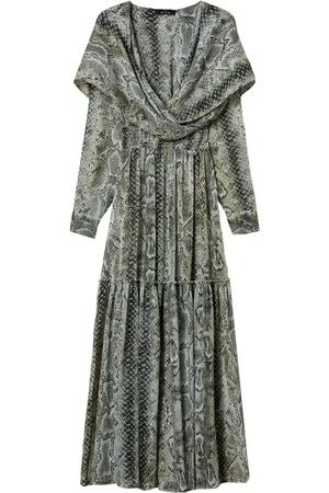 Twin-Set Snake-print creponne maxi dress