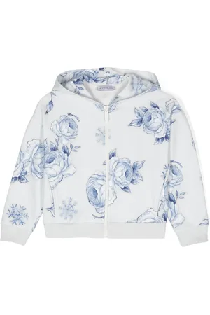 MONNALISA Rose-print zip-up hoodie