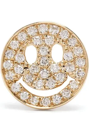 Sydney Evan 14kt yellow Happy Face diamond stud earring