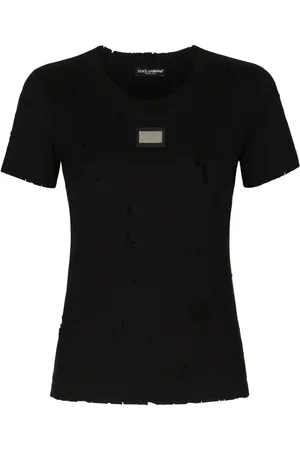 Dolce & Gabbana Distressed-effect logo-plaque T-shirt