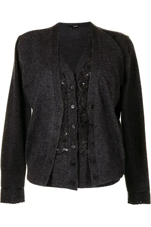 GOEN.J Lace panel layered cardigan