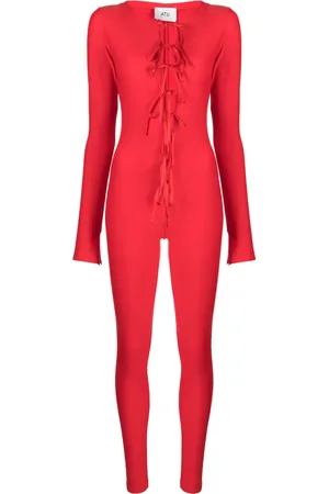 Atu Body Couture Tie-fastening satin-finish catsuit