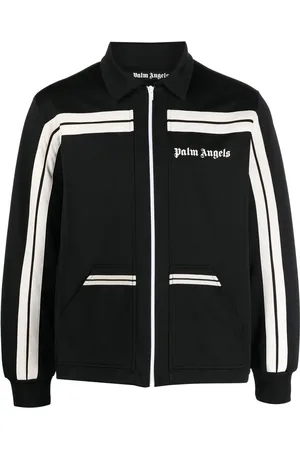 Palm Angels Logo-print panelled zip-up jacket