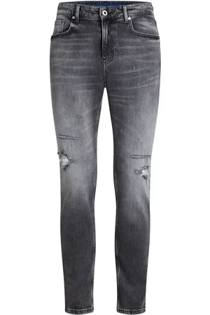 Karl Lagerfeld Logo-patch distressed-effect straight-leg jeans