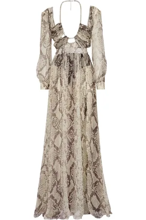 Philipp Plein Snakeskin-print silk maxi dress
