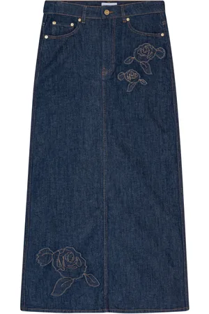 Ganni Rose denim maxi skirt