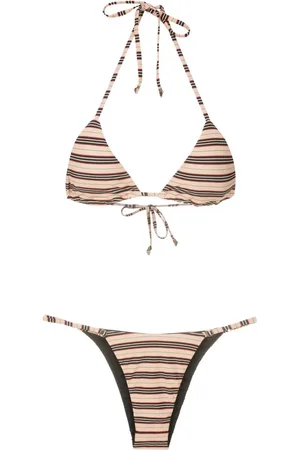AMIR SLAMA Stripe-print halterneck bikini