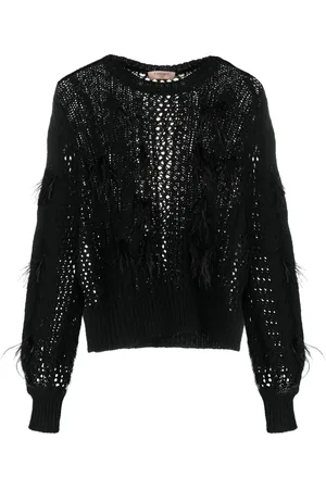 Twin-Set Feather-detail cable-knit jumper