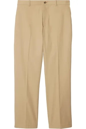 Burberry Logo-embroidered cotton chino trousers
