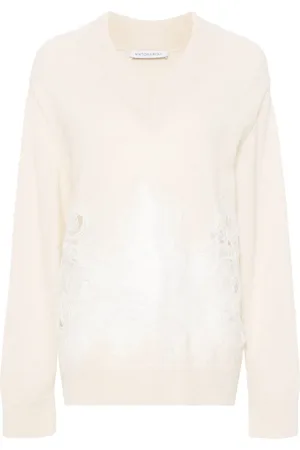 Viktor & Rolf Lace-detail V-neck jumper