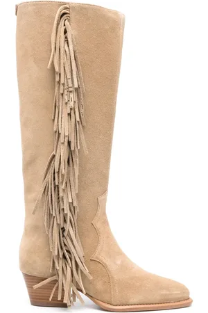 Maje 45mm fringed suede boots