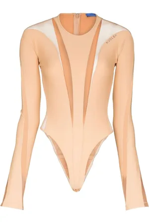 MUGLER Panelled long-sleeve sheer bodysuit