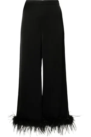 Twin-Set Feather-trim satin trousers