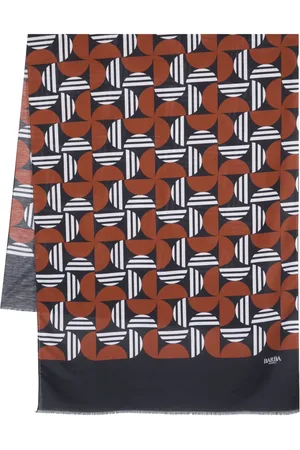 BARBA Graphic-print frayed scarf
