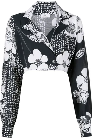 AMIR SLAMA Floral-print cropped shirt