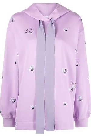 Patou Floral-embroidered drawstring hoodie