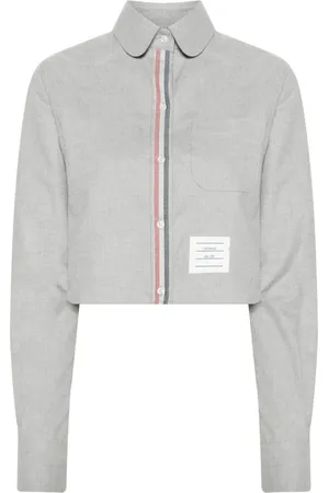 Thom Browne Rounded-collar cotton cropped shirt