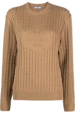 Prada Logo-intarsia cable-knit jumper