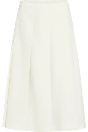 Patou Pleated twill midi skirt