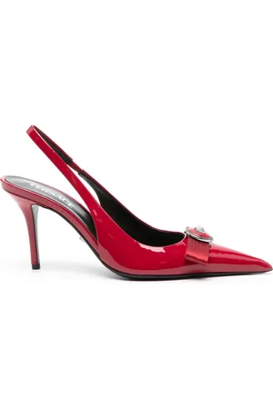 VERSACE 85mm Gianni-ribbon slingback pumps