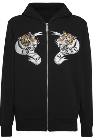Philipp Plein Tiger-print crystal-embellished hoodie