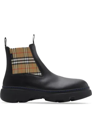 Burberry Check pattern leather boots