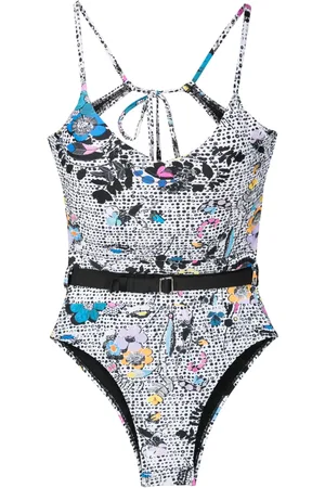 AMIR SLAMA Floral-print belted swimsuit