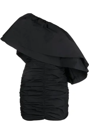 ROTATE Taft pleated one-shoulder minidress