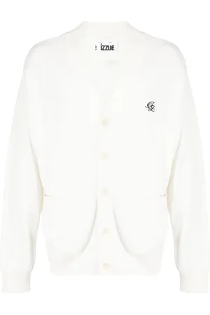 Izzue Logo-embroidered cotton cardigan
