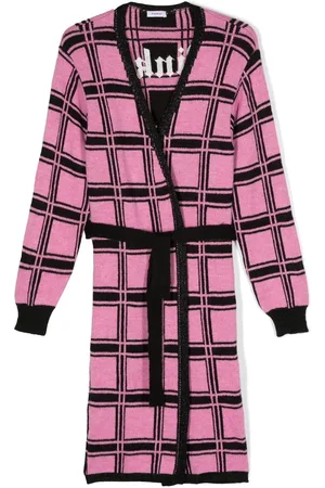 Pinko Check print belted knitted cardigan