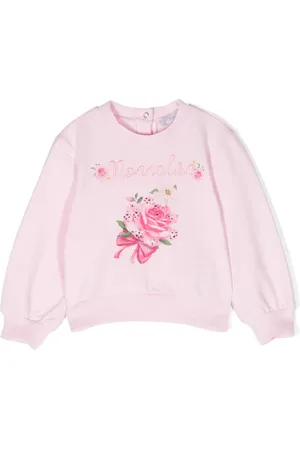 MONNALISA Floral-print rhinestoned sweatshirt