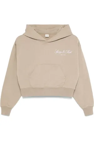 Sporty & Rich Vendome-script cropped hoodie