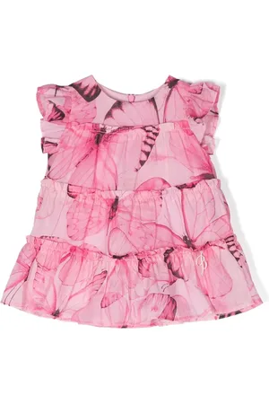 MISS BLUMARINE Butterfly-print ruffled skirt