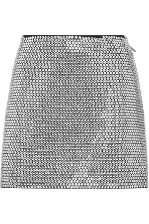 Philipp Plein Crystal-embellished leather miniskirt