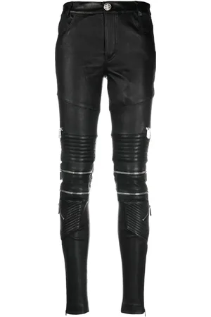 Philipp Plein Lambskin skinny-fit zipped trousers
