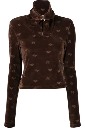ROTATE Mona velour long-sleeved top