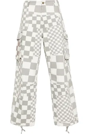 ERL Distressed checked straight trousers