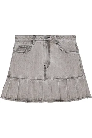 Ganni Future denim pleated mini skirt