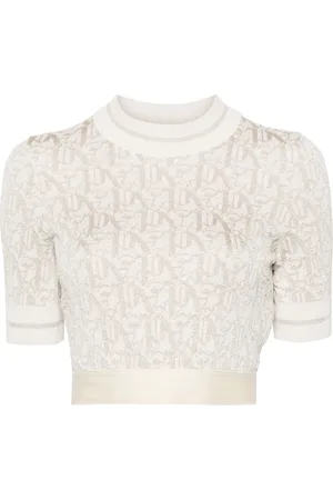 Palm Angels Monogram-jacquard knitted crop top