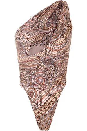 AMIR SLAMA One shoulder printed swimsuit