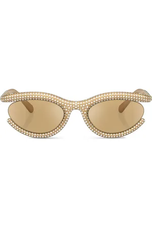 Swarovski Pav?? crystal-embellished oval-frame sunglasses