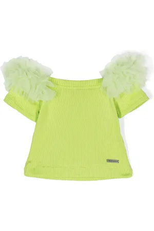 MONNALISA Tulle-trim ribbed top
