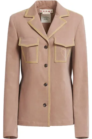 Marni Contrast-stitching logo-embroidered blazer