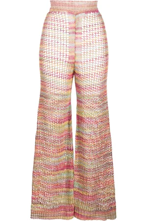 LANEUS Flared open-knit trousers