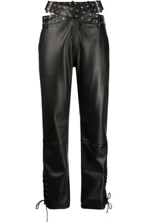 MONSE Criss-cross belt leather trousers