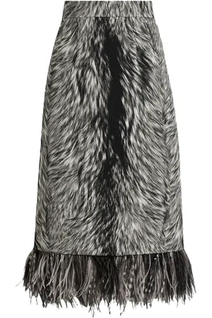 Dolce & Gabbana Feather-trim faux-fur skirt