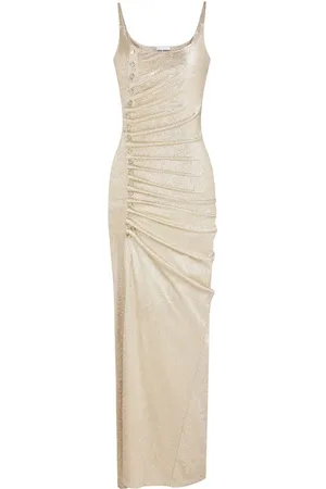 Paco rabanne Button-embellished ruched maxi dress