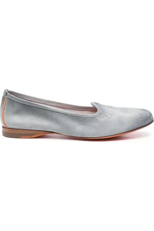 santoni Embroidered-logo suede slippers