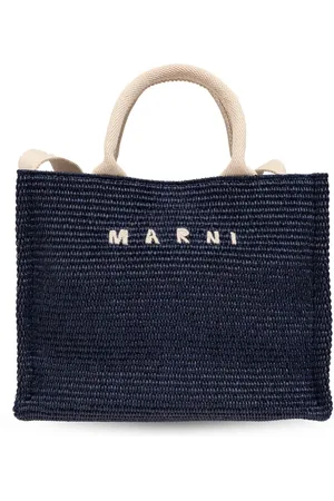 Marni Logo-embroidered raffia tote bag